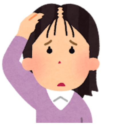 頭頂部のボリュームが気になる女性のイラスト